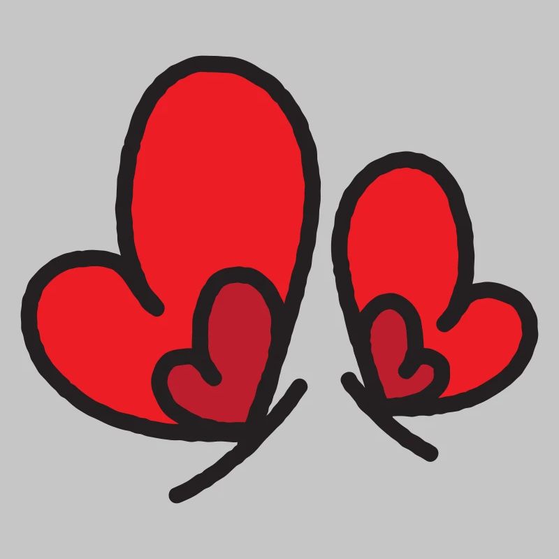Two Red Hearts Outline