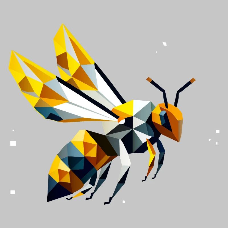 geometric bee, in modern polygon style