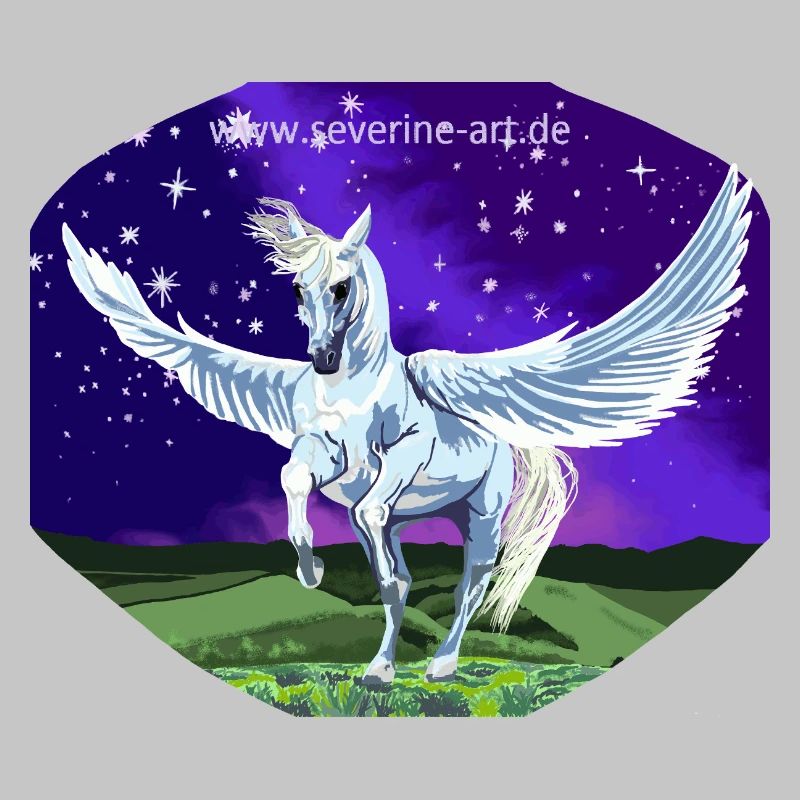 Pégase blanc la nuit devant un ciel étoilé