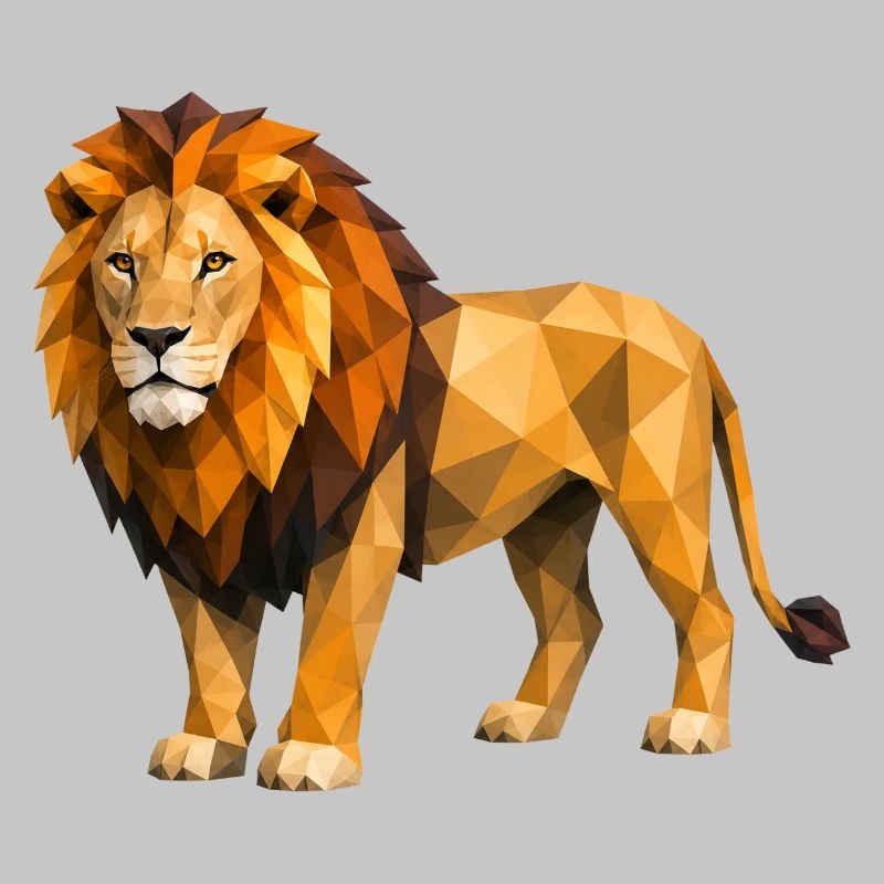 Low Poly Lion Yellow Orange