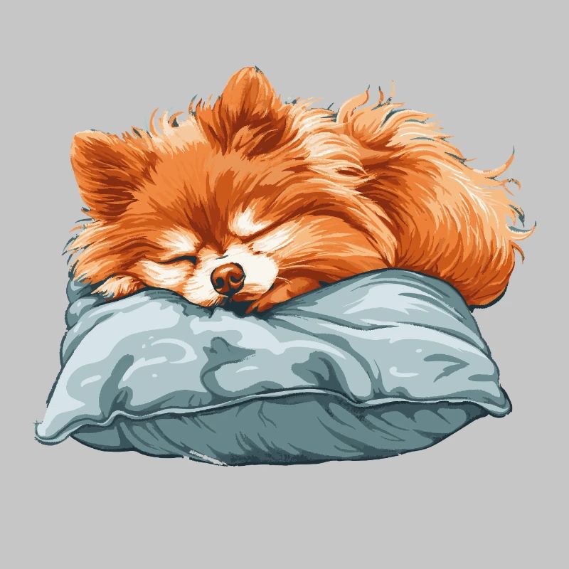 Sleeping Spitz on pillow