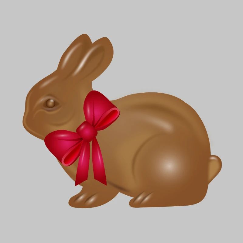 Chocolate Easter bunny with red bow motif