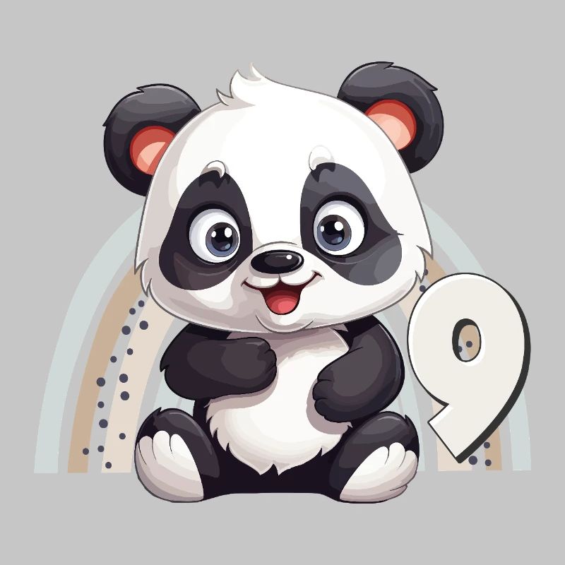 9. Geburtstag Panda Bär Regenbogen Süß Niedlich