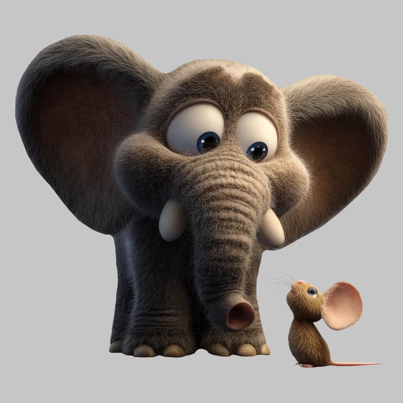 Niedlicher_Elefant_und_suesser_Maus_Freunde_Com