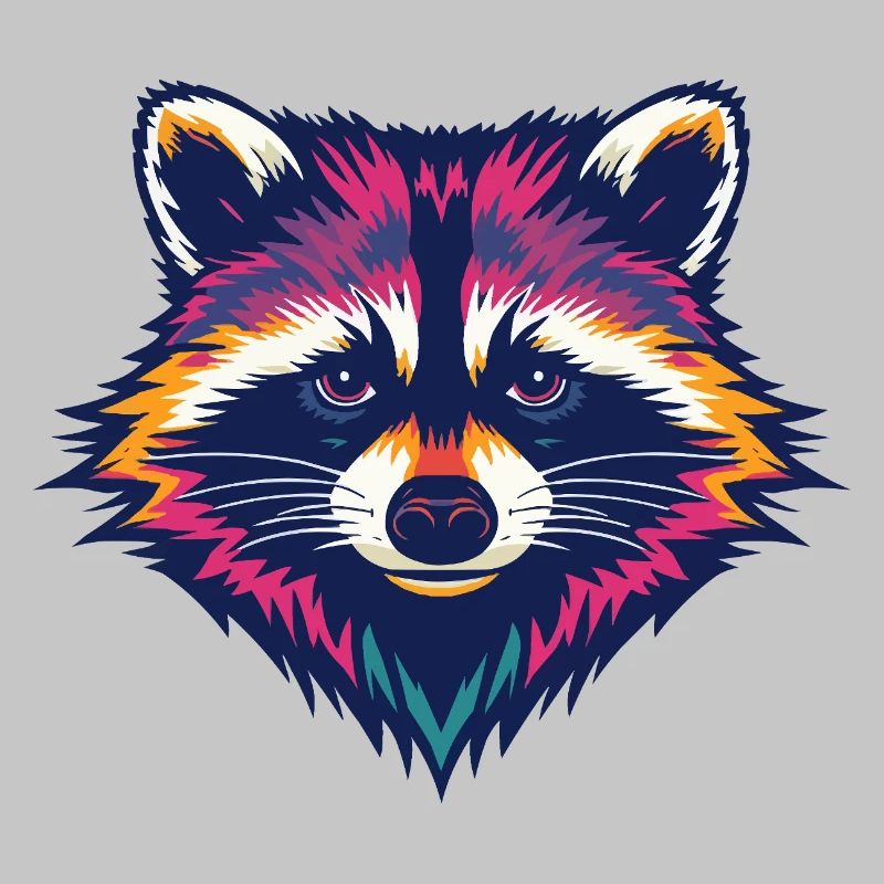 Farbexplosion Waschbär Kopf