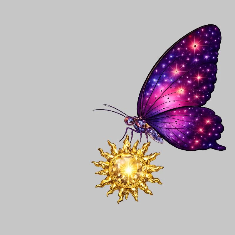 Soleil doré et papillon de l’espace.