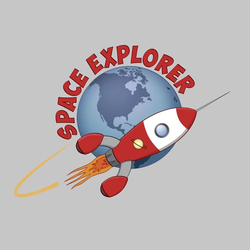 Space explorer, the rocket and earth.