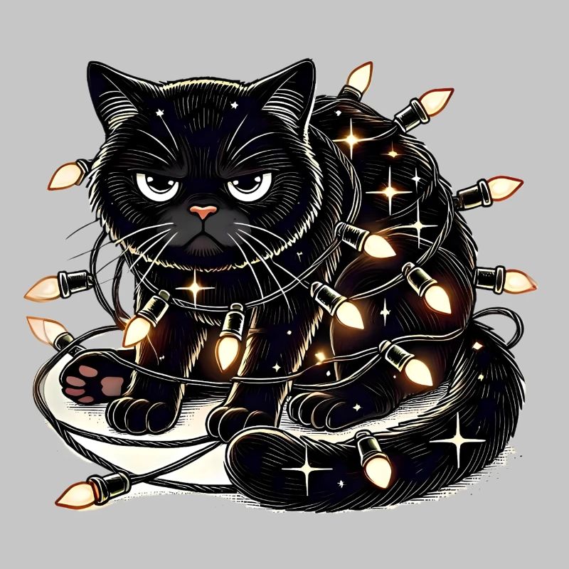 Grumpy Christmas Cat. Meow but please without tinsel