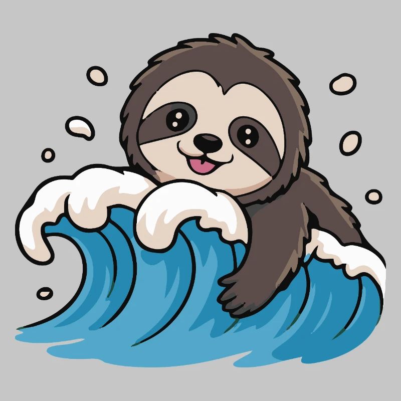 Sloth Surf on Ocean Wave