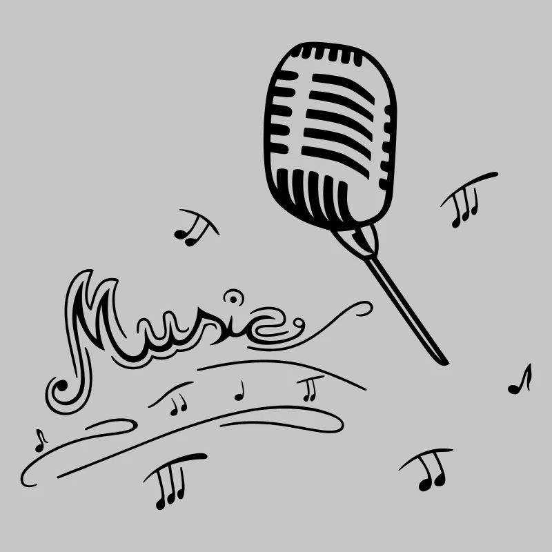 Microphone rétro avec notes de musique