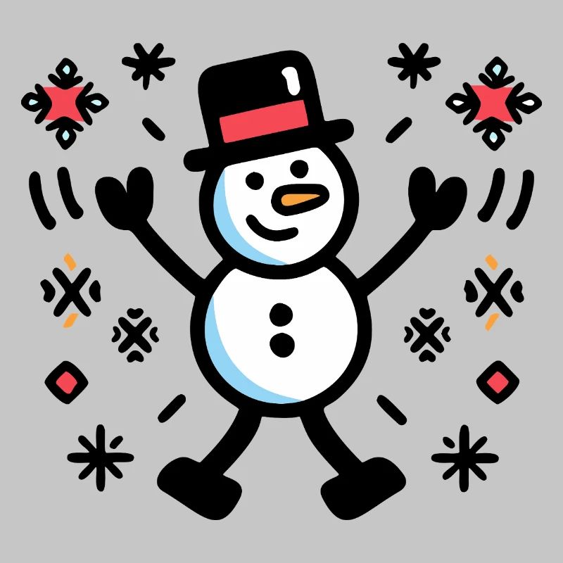 Cheerful Snowman Comic Winter