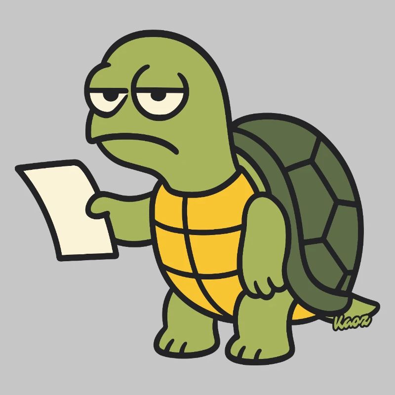 Langsame Schildkröte mit Papier