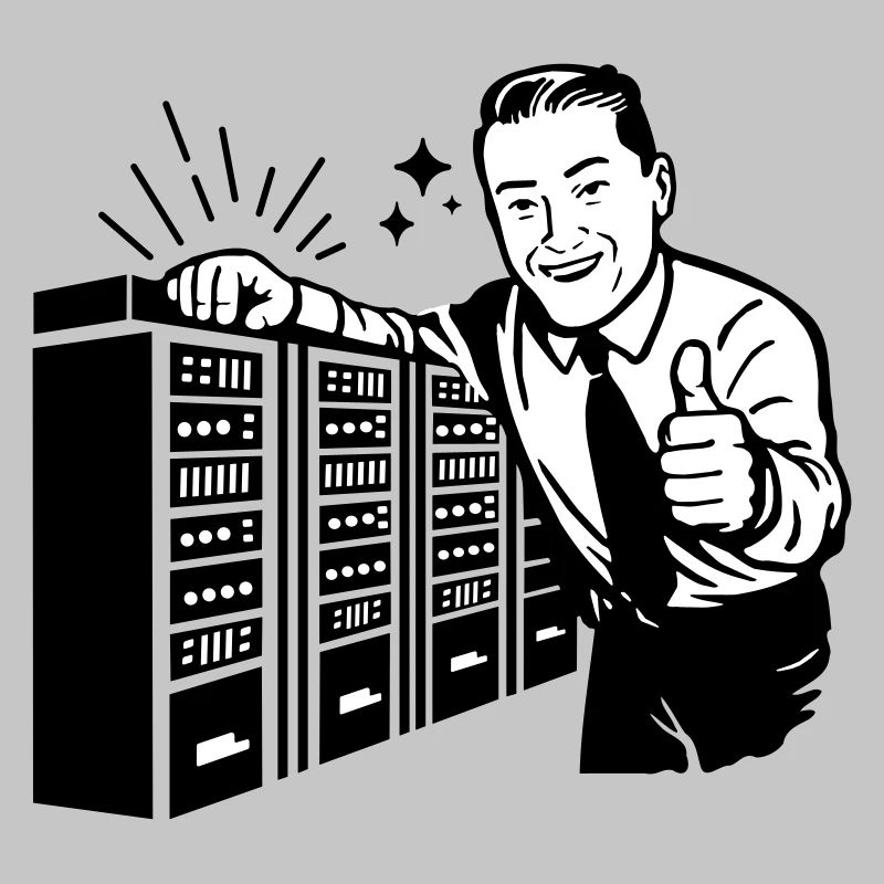 Retro IT-Admin lächelt – Vintage Tech Support