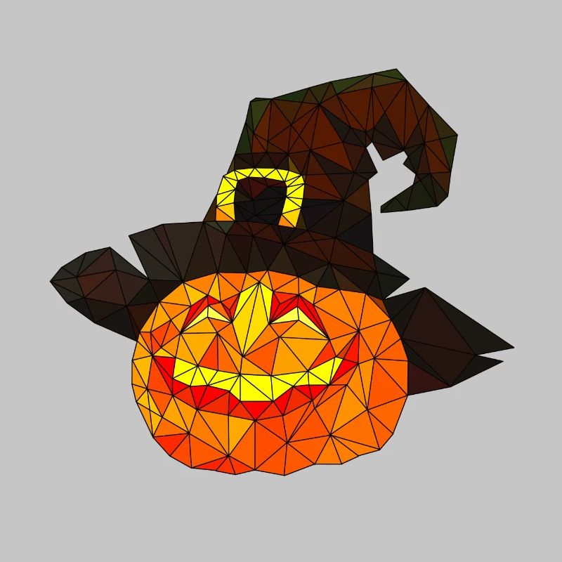 Polygonal Halloween Pumpkin Triangular Poly Art