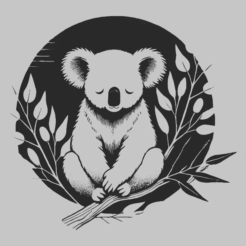 Ein Koala umgeben von zarten Eukalyptuszweigen