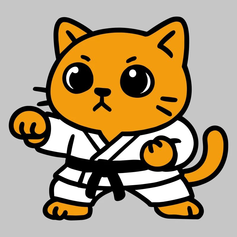 Combattant chat en costume de karaté