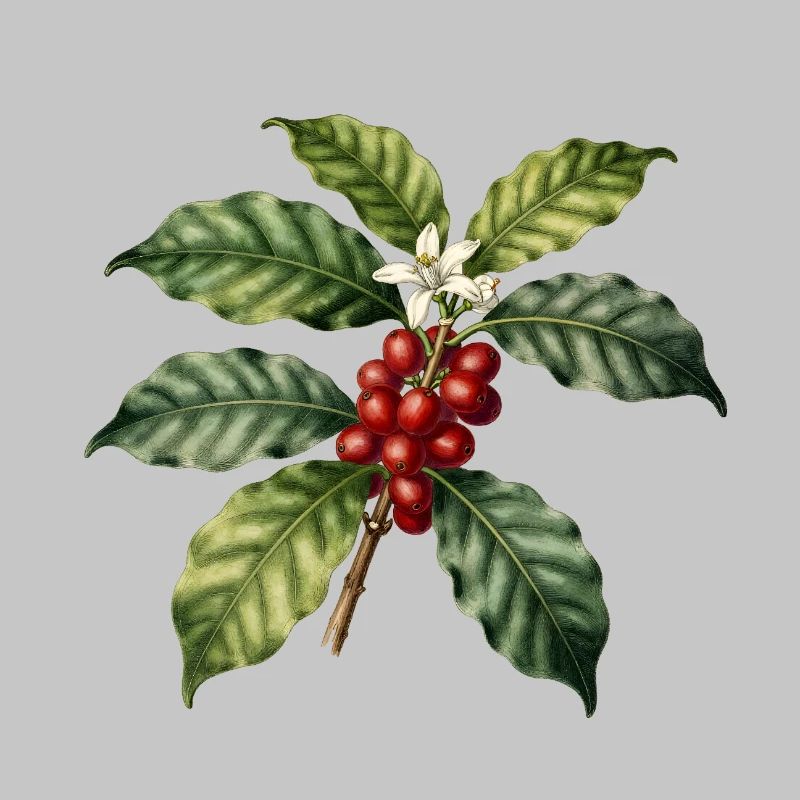 Illustrierter botanischer Kaffeebaum