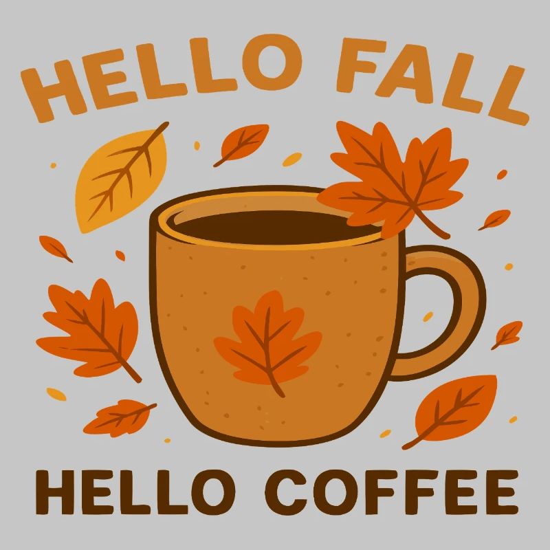Herbstliches Kaffee-Motiv mit Blättern