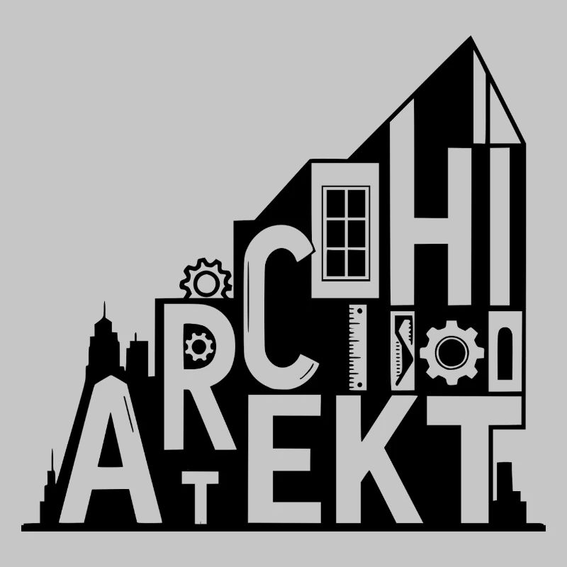 Architect Typography with Architectural Symbols