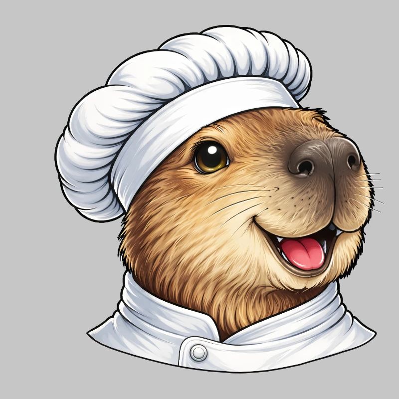 Cute Capybara Chef Cartoon