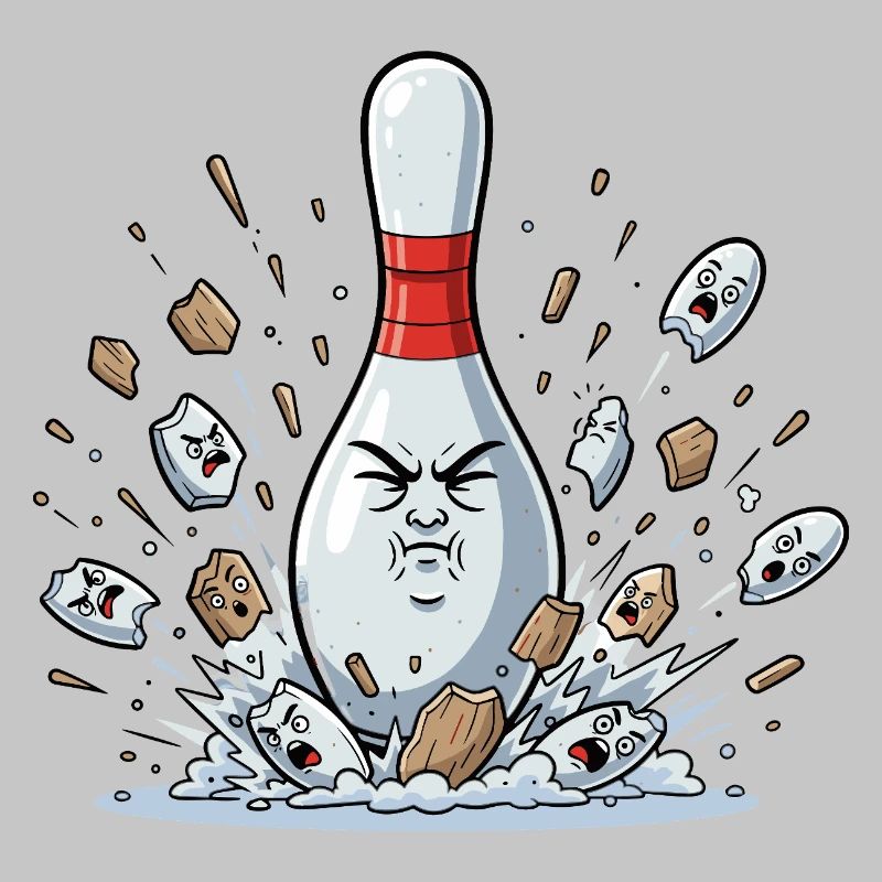 Dessin animé explosif de quilles de bowling