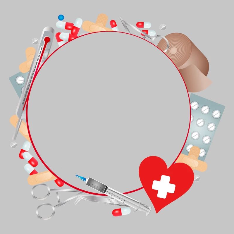 Erste Hilfe Set oder Reiseapotheke als Rahmen