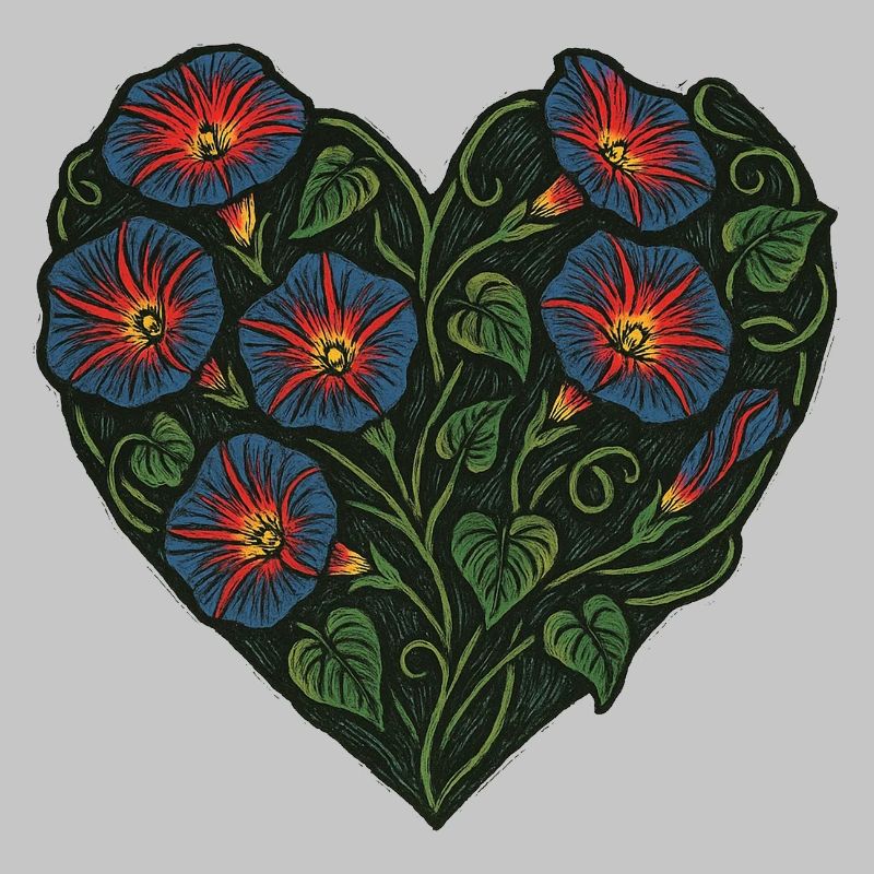 Herzförmiges Blumenmuster mit Prunkwinden