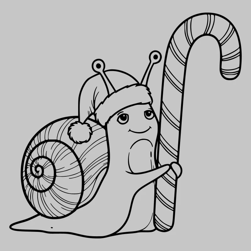 Escargot de Noël doux avec canne d’orge d’orge