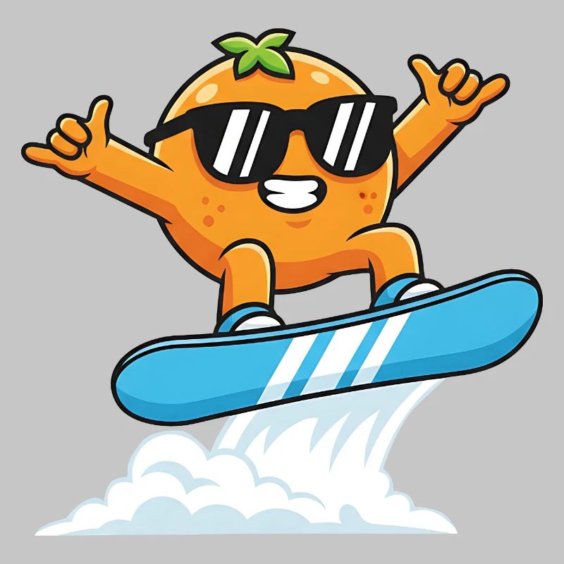 Cool orange with sunglasses while snowboarding