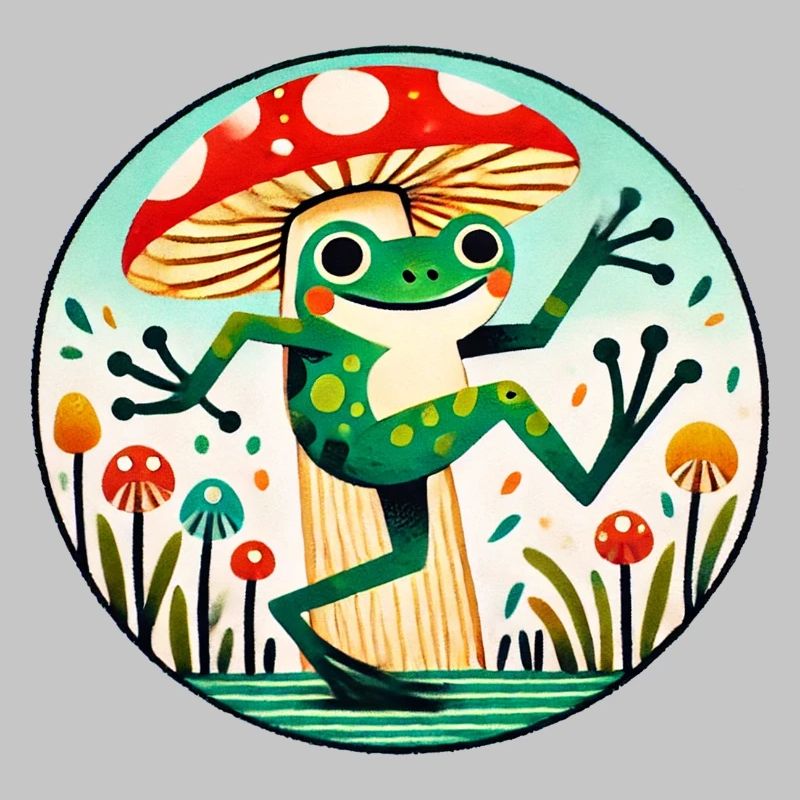 Mushroom Frog Whimsy Circle