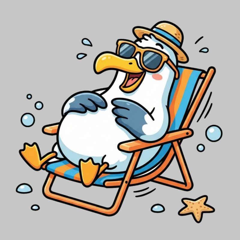Relaxte Möwe am Strand