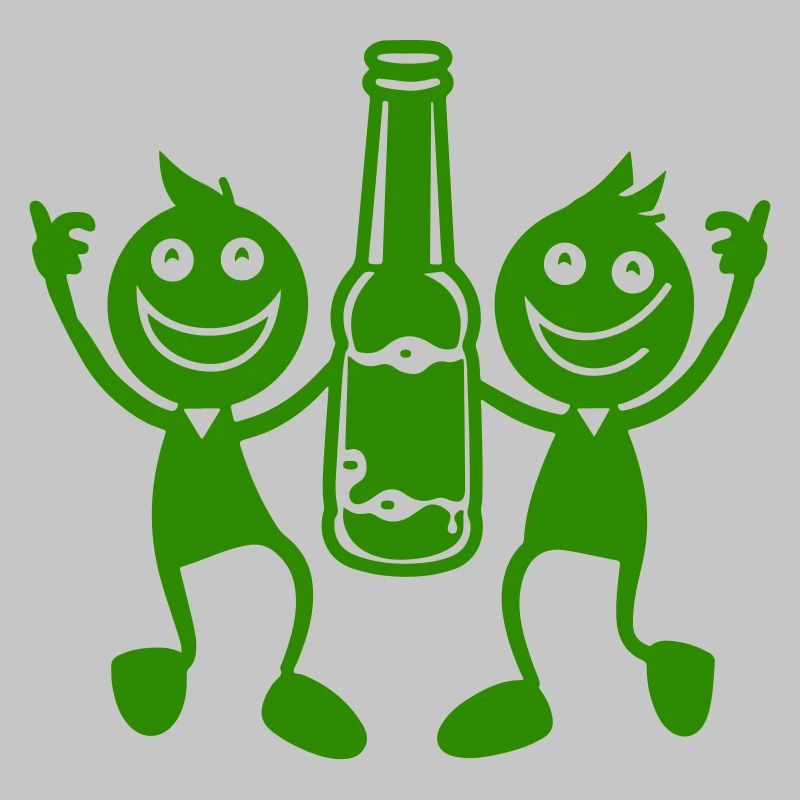 Grünes Duo mit Bierflasche