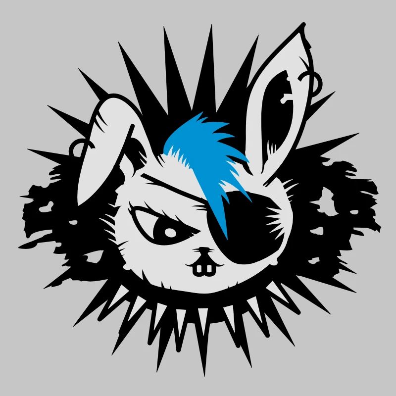 rabbit with an eye patch and a mohawk