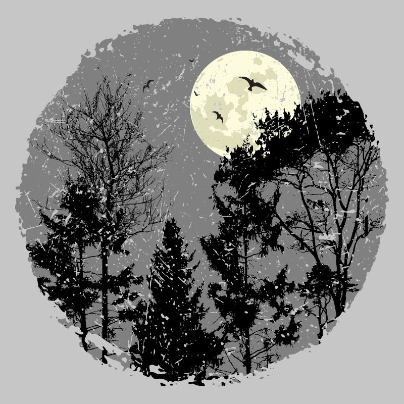 Scena della foresta notturna sacra