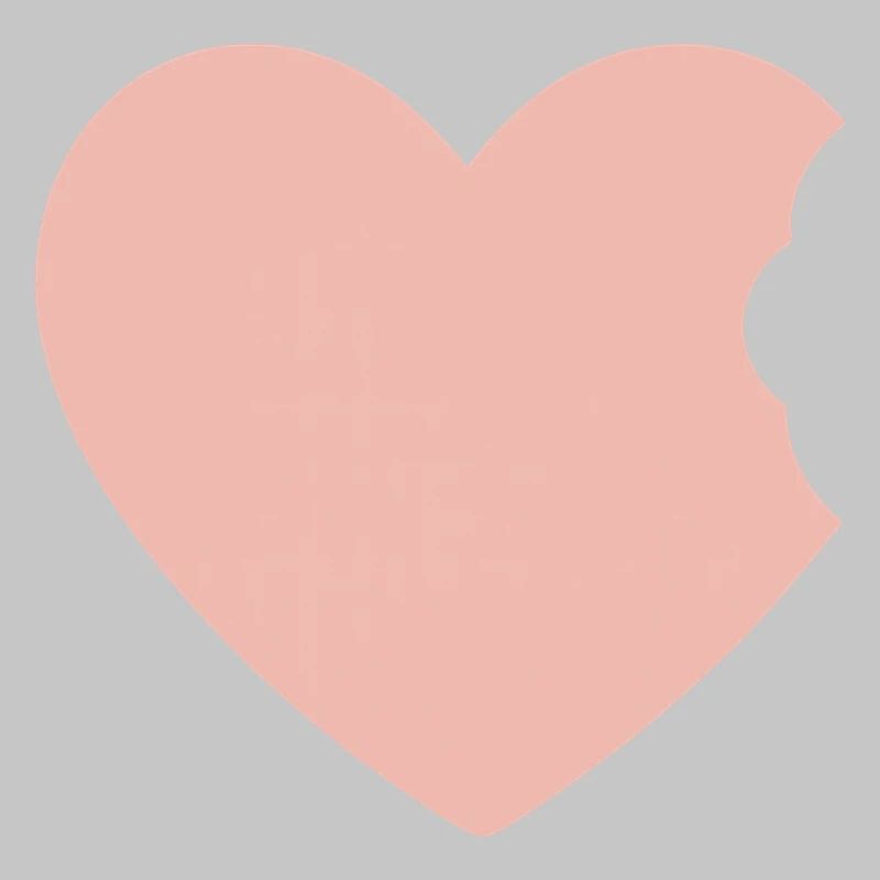Pink heart where someone took a bite