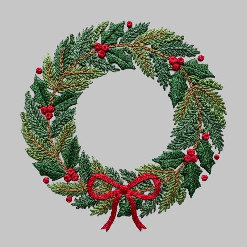 Couronne de Noël brodée, scalable (imprimée)