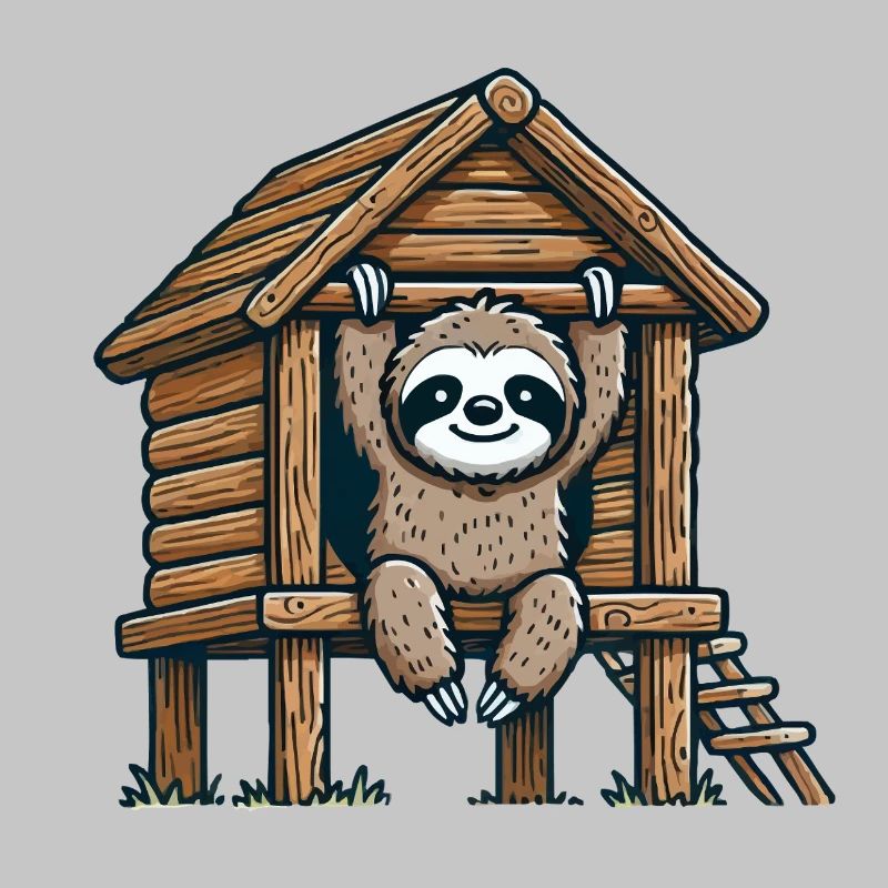 Faultier im Baumhaus Illustration