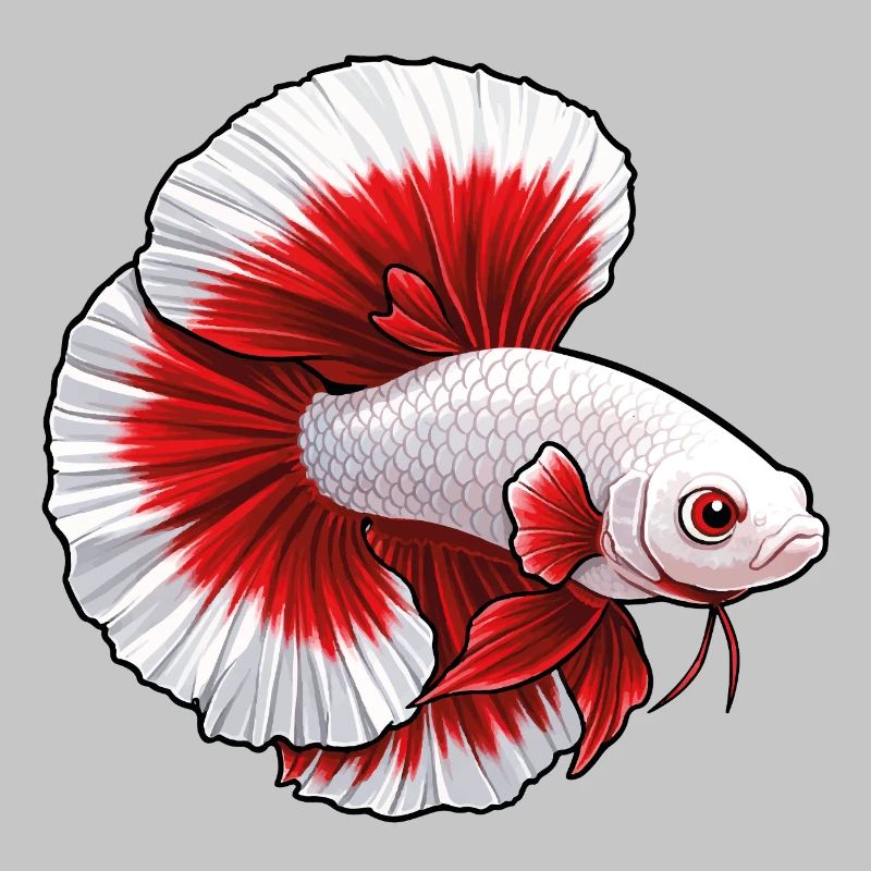 Red White Betta Fish