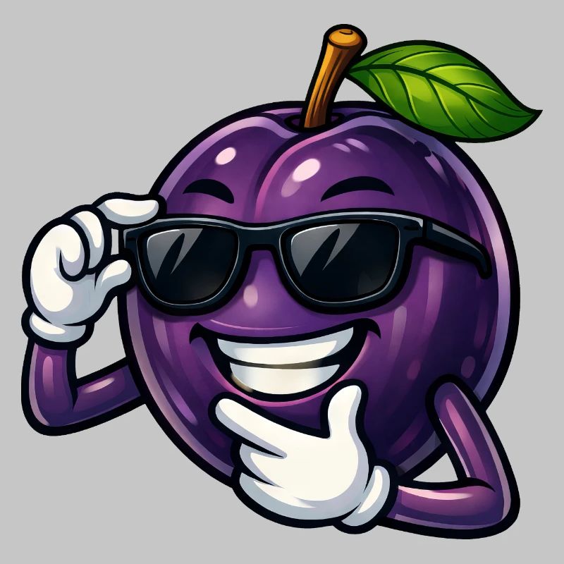 Cool Plum Cartoon Comic Fruit Summer