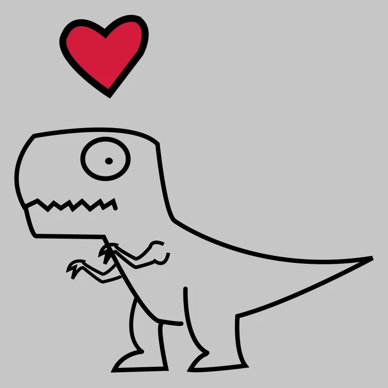 Dino Herz auf Schwarz