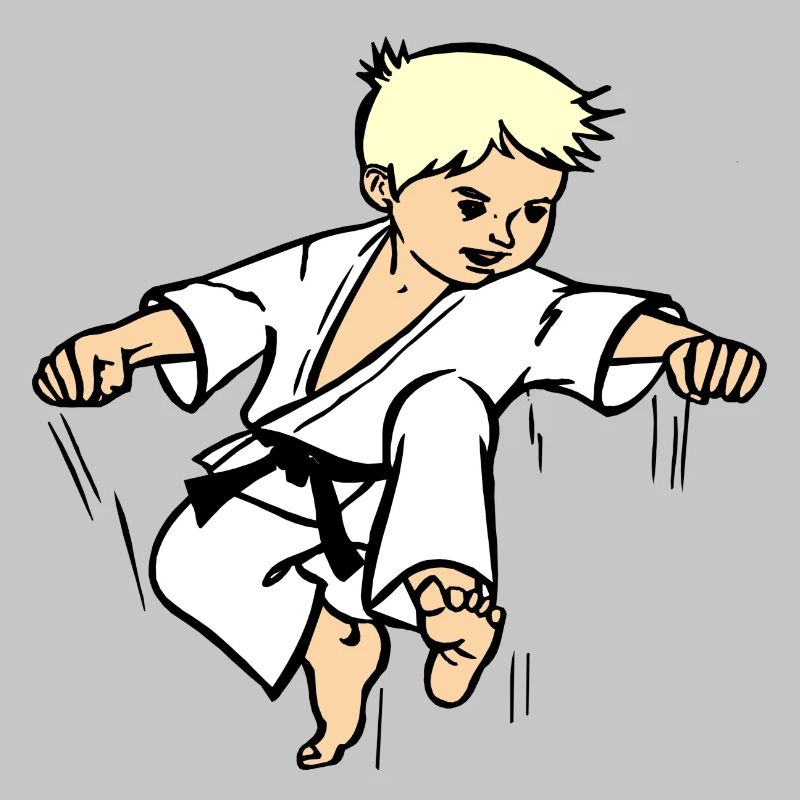 Karatekind oder Judokind mit schwarzem Gürtel