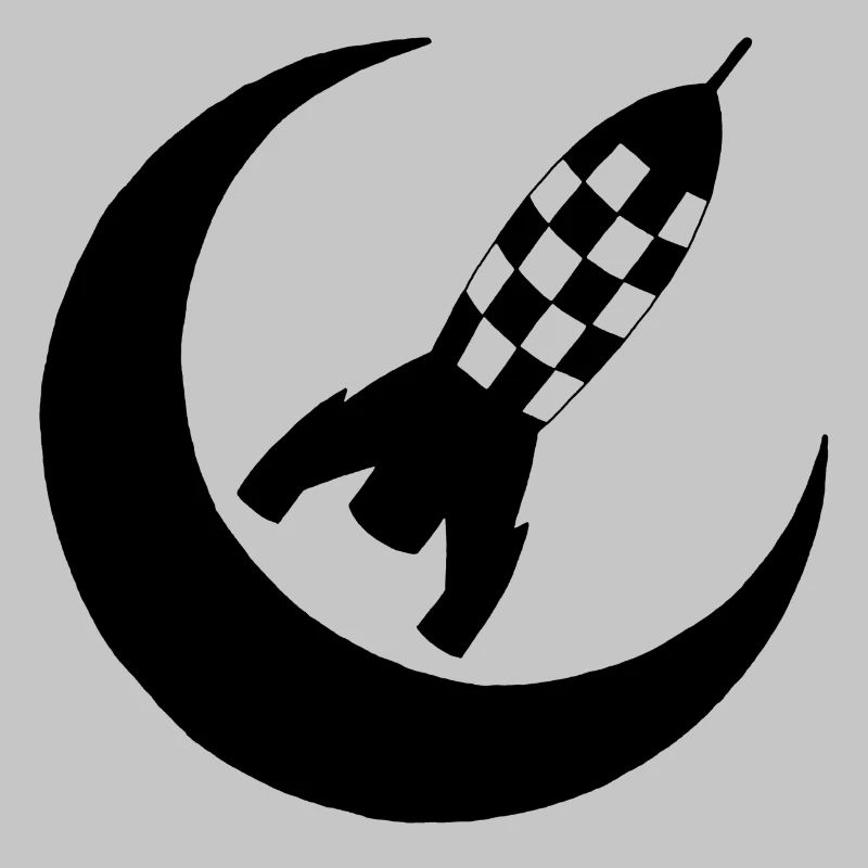 Black rocket and half-moon