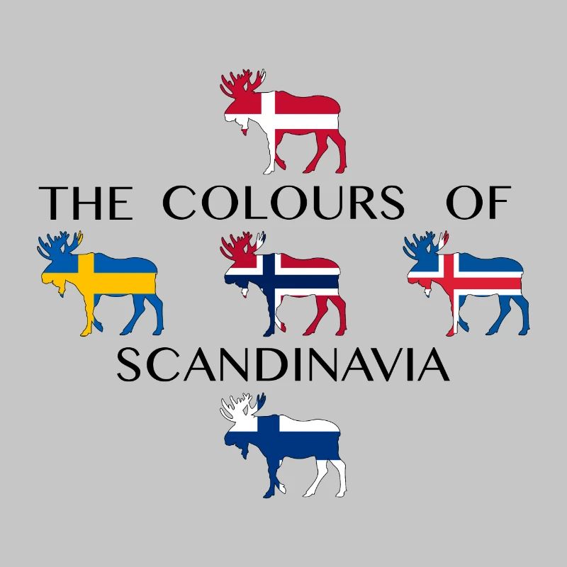 Scandinavia Flags Moose Colors Norway