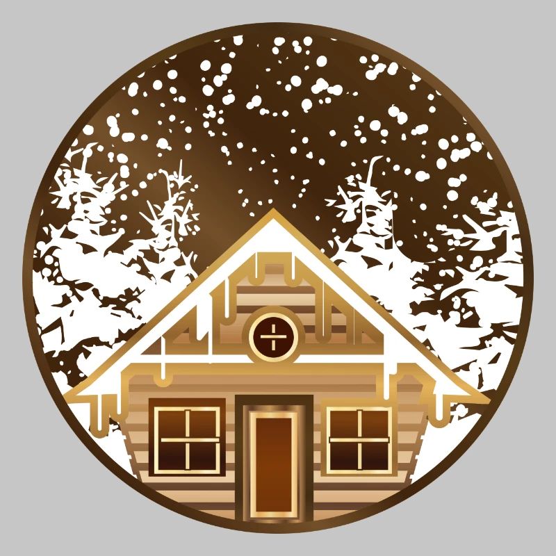 cozy log cabin in the wintry forest
