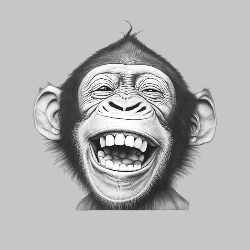 Singe Rieur Noir & Blanc