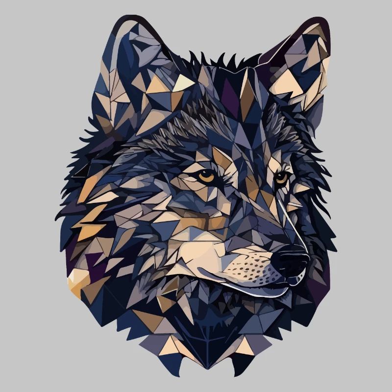 Stylized, geometric wolf