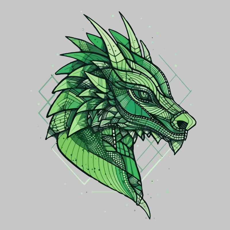 Stylized, geometric dragon