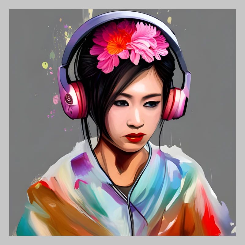 Kopfhörer Geisha Farbexplosion
