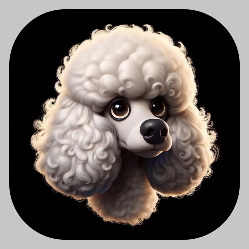 Tête de caniche dans le style d’animation