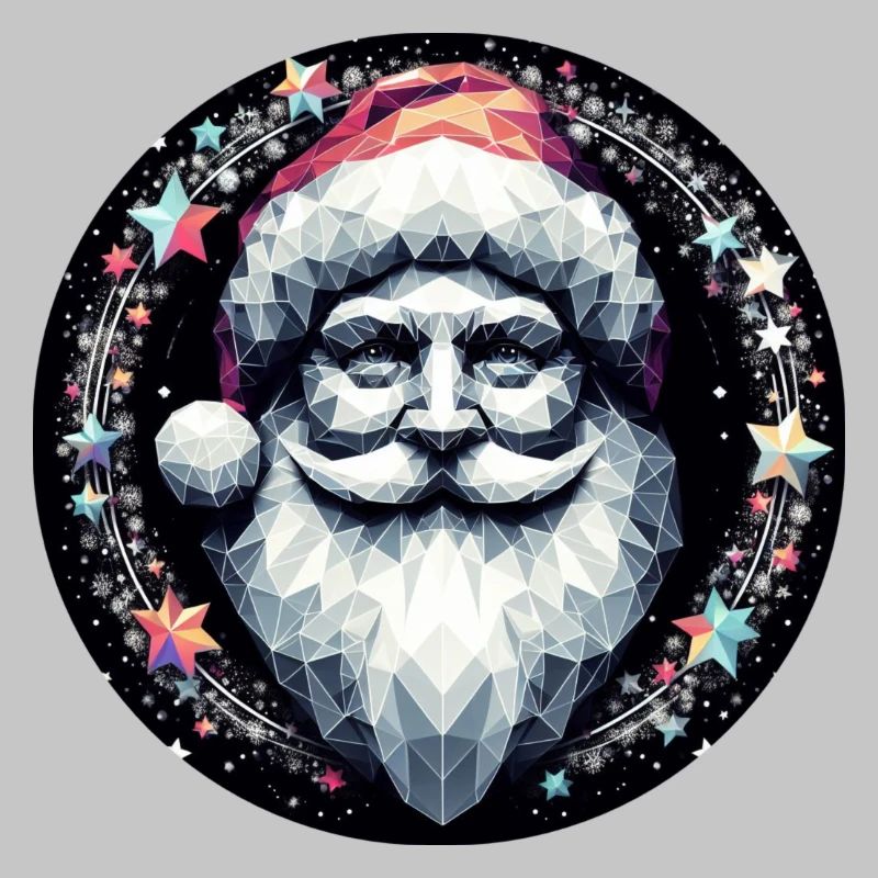 Weihnachtsmann Kopf in Kranz hell
